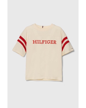 Tommy Hilfiger t-shirt bawełniany dziecięcy kolor beżowy