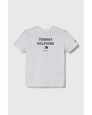 Tommy Hilfiger t-shirt niemowlęcy kolor biały z nadrukiem