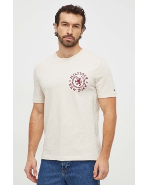 Tommy Hilfiger t-shirt bawełniany męski kolor beżowy melanżowy MW0MW33694