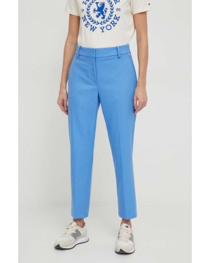 Tommy Hilfiger spodnie damskie kolor niebieski proste high waist