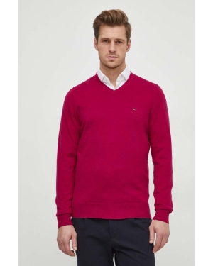 Tommy Hilfiger sweter bawełniany kolor bordowy lekki MW0MW32022
