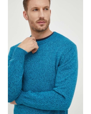 United Colors of Benetton sweter z domieszką wełny męski kolor turkusowy lekki