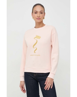Armani Exchange bluza damska kolor różowy z aplikacją 3DYM40 YJU1Z