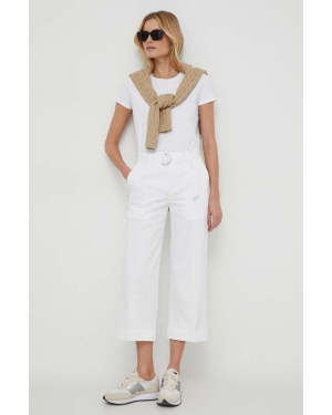 Lauren Ralph Lauren spodnie damskie kolor biały szerokie high waist