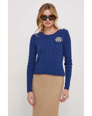 Lauren Ralph Lauren sweter bawełniany kolor niebieski