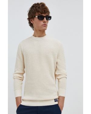 Superdry sweter bawełniany kolor beżowy lekki