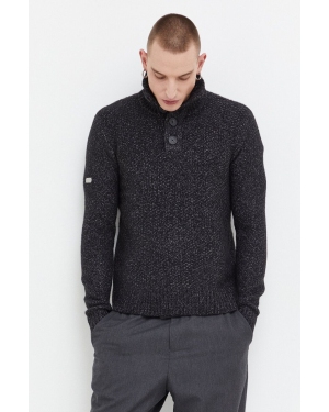 Superdry sweter męski kolor czarny ciepły z golferm