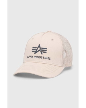 Alpha Industries czapka z daszkiem kolor beżowy z nadrukiem