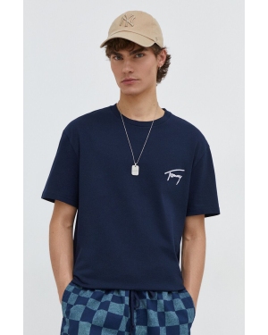 Tommy Jeans t-shirt bawełniany męski kolor granatowy z aplikacją DM0DM17994