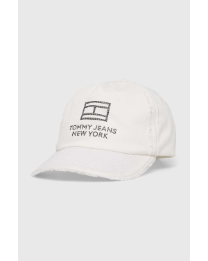Tommy Jeans czapka z daszkiem bawełniana kolor biały z aplikacją AW0AW15851