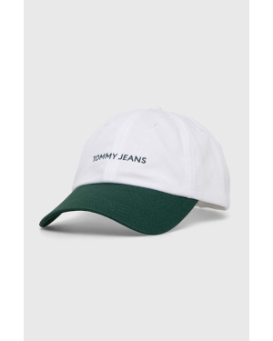 Tommy Jeans czapka z daszkiem bawełniana kolor biały wzorzysta AM0AM12024