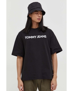 Tommy Jeans t-shirt bawełniany męski kolor czarny z nadrukiem DM0DM18267