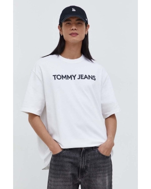 Tommy Jeans t-shirt bawełniany męski kolor biały z nadrukiem DM0DM18267