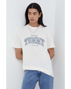 Tommy Jeans t-shirt bawełniany męski kolor zielony z nadrukiem DM0DM18287
