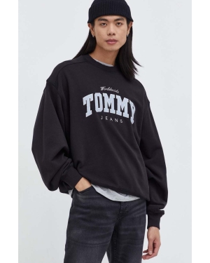 Tommy Jeans bluza bawełniana męska kolor czarny z nadrukiem DM0DM18386