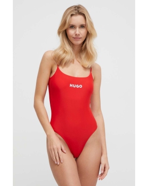 HUGO jednoczęściowy strój kąpielowy kolor czerwony lekko usztywniona miseczka 50492422