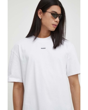 HUGO t-shirt bawełniany męski kolor biały gładki
