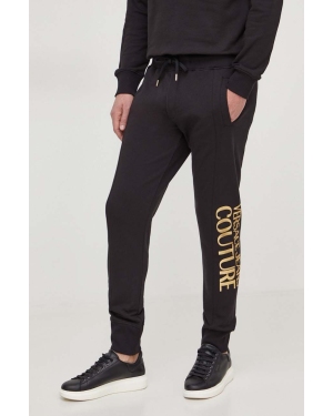 Versace Jeans Couture spodnie dresowe bawełniane kolor czarny z nadrukiem 76GAAT00 CF01T