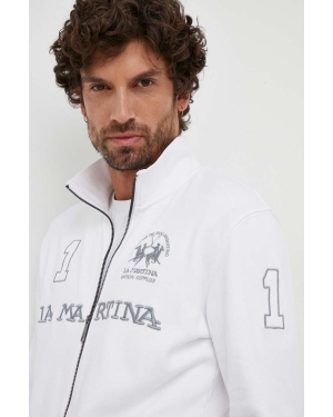 La Martina bluza bawełniana męska kolor biały z aplikacją
