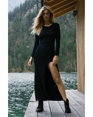 MUUV Sukienka Tigh Cult kolor czarny maxi dopasowana