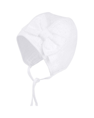 Jamiks czapka bawełniana niemowlęca HANORA kolor biały z cienkiej dzianiny bawełniana