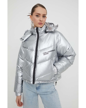 Karl Lagerfeld Jeans kurtka damska kolor srebrny zimowa