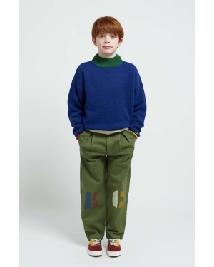 Bobo Choses spodnie bawełniane dziecięce kolor zielony z nadrukiem