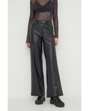 Karl Lagerfeld Jeans spodnie damskie kolor czarny szerokie medium waist