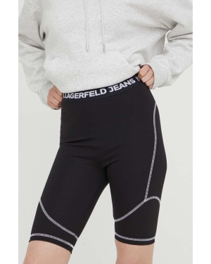 Karl Lagerfeld Jeans szorty damskie kolor czarny gładkie high waist