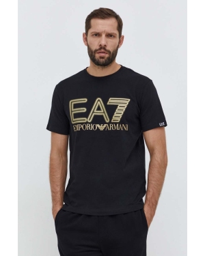 EA7 Emporio Armani t-shirt męski kolor czarny z nadrukiem