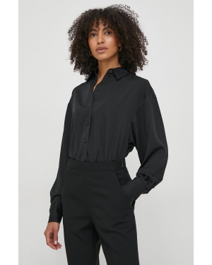 Calvin Klein koszula damska kolor czarny relaxed z kołnierzykiem klasycznym