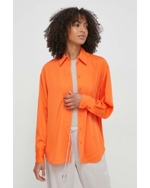 Calvin Klein koszula damska kolor pomarańczowy relaxed z kołnierzykiem klasycznym