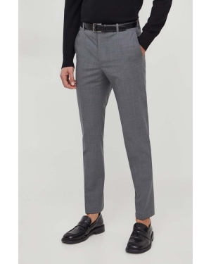 Calvin Klein spodnie wełniane kolor szary proste