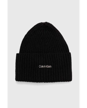 Calvin Klein czapka z domieszką wełny kolor czarny