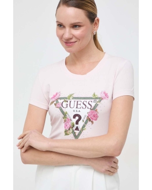 Guess t-shirt FLORAL damski kolor różowy W4RI28 J1314
