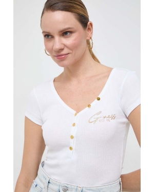 Guess t-shirt HENLEY OLYMPIA damski kolor biały W4RP47 K1814