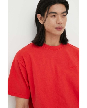 Levi's t-shirt bawełniany kolor czerwony gładki