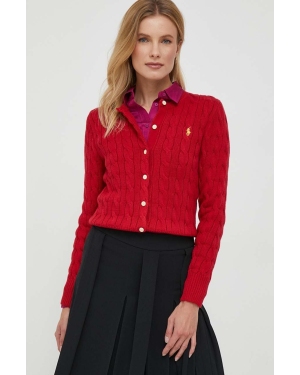 Polo Ralph Lauren kardigan bawełniany kolor czerwony lekki