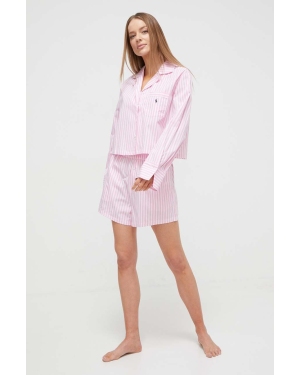 Polo Ralph Lauren piżama bawełniana kolor różowy bawełniana