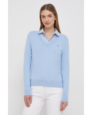 Tommy Hilfiger sweter damski kolor niebieski lekki WW0WW40098