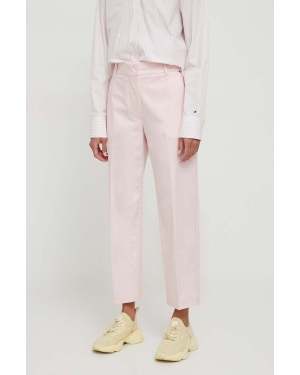 Tommy Hilfiger spodnie damskie kolor różowy proste high waist WW0WW40504