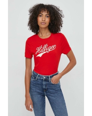 Tommy Hilfiger t-shirt bawełniany damski kolor czerwony WW0WW41056
