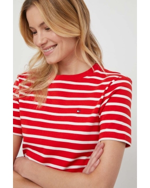 Tommy Hilfiger t-shirt bawełniany damski kolor czerwony WW0WW40587