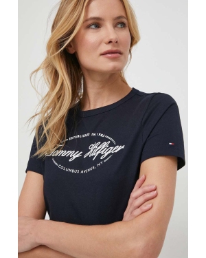 Tommy Hilfiger t-shirt bawełniany damski kolor granatowy WW0WW41039