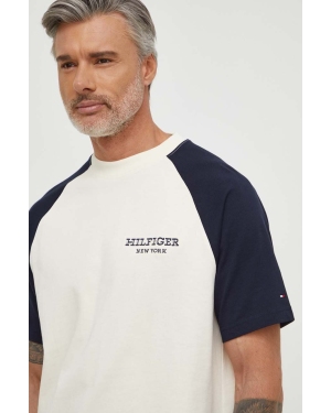 Tommy Hilfiger t-shirt bawełniany męski kolor beżowy wzorzysty MW0MW33679