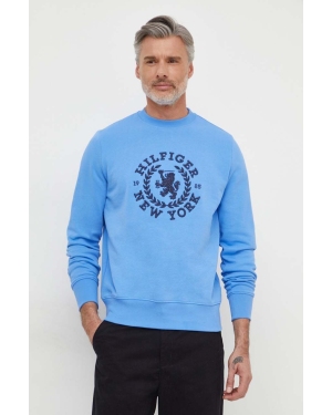 Tommy Hilfiger bluza bawełniana męska kolor niebieski z aplikacją MW0MW33651