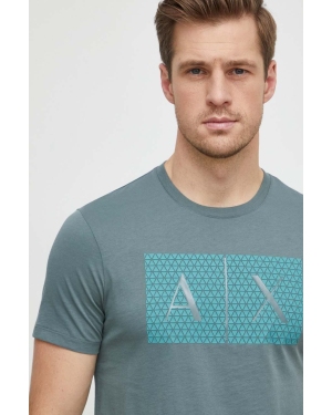 Armani Exchange t-shirt bawełniany męski kolor zielony z nadrukiem 8NZTCK Z8H4Z NOS
