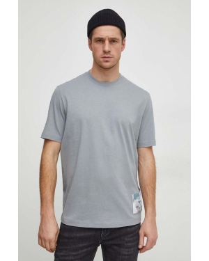 Armani Exchange t-shirt bawełniany męski kolor szary z aplikacją 3DZTLF ZJ9JZ