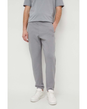 Armani Exchange spodnie dresowe bawełniane kolor szary gładkie