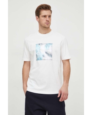 Armani Exchange t-shirt bawełniany męski kolor beżowy z aplikacją 3DZTLB ZJ9JZ